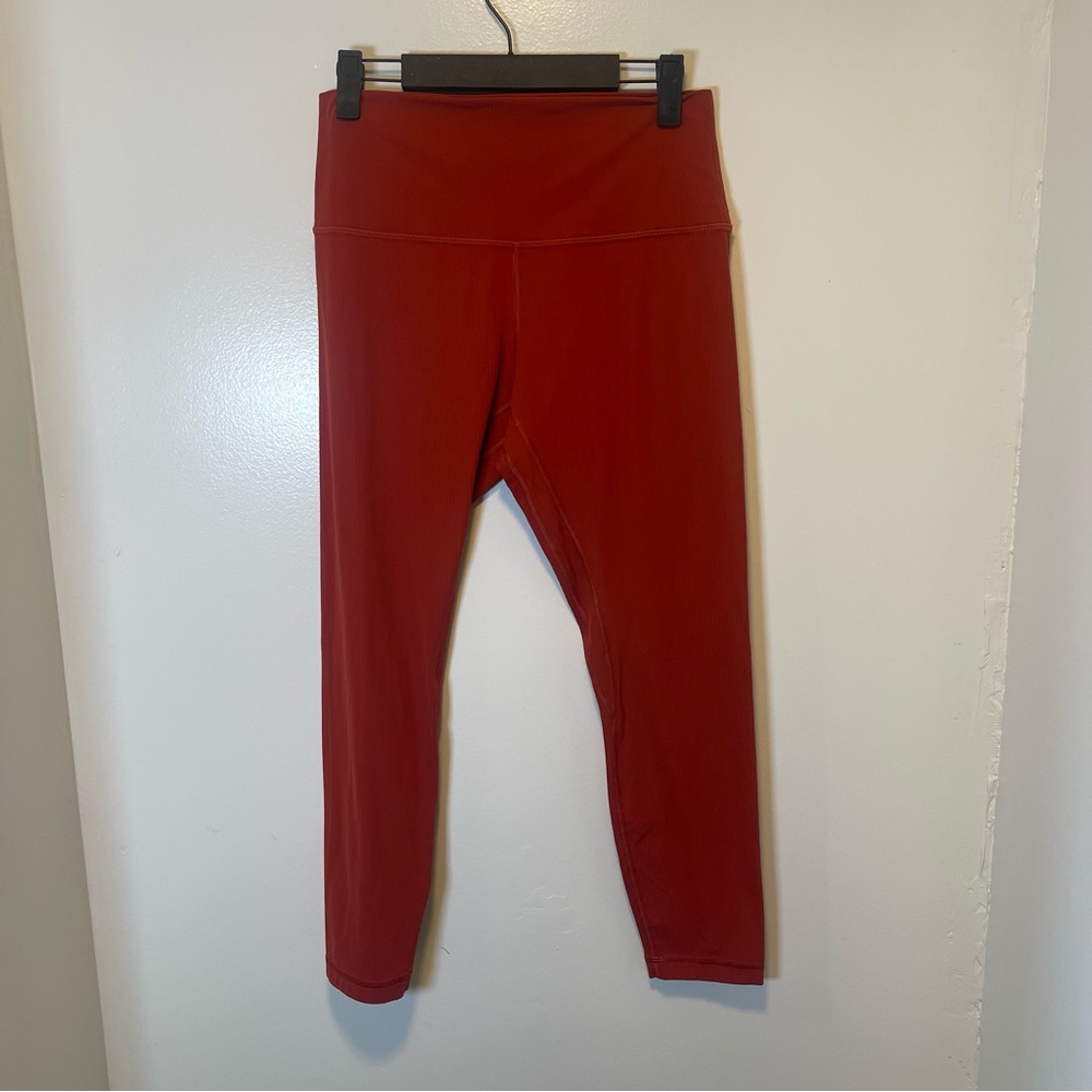 Lululemon Ribbed High Rise Pants 25" Cayenne women's size 10